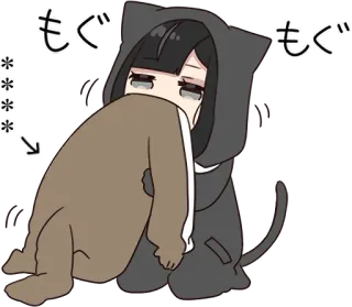 🧁 bfe27add もぐ anime, sad, crying, cat, mogumogu telegram sticker