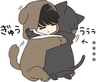 🧁 cf3f8213 ぎゅう
ううう anime, cute, hug, dog, cat telegram sticker