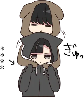 🍫 d9b414b3 ぎゅっ anime, hug, cute, kawaii, dog, cat telegram sticker