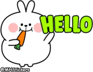 ✋ 38f3faa7 HELLO kelinci, bunny, halo, wortel, imut, salam telegram sticker