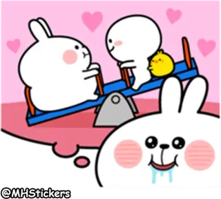 😍 439dfbe4 lucu, kelinci, karakter, binatang, hati, kawaii telegram sticker