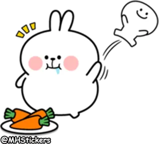 😋 8a77293b @MHStickers kartun, kelinci, wortel, imut, stiker, kelinci kecil telegram sticker