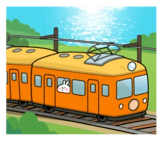 🚈 03aa8396 trem, coelho, transporte, desenho animado, fofo, ferrovia whatsapp sticker