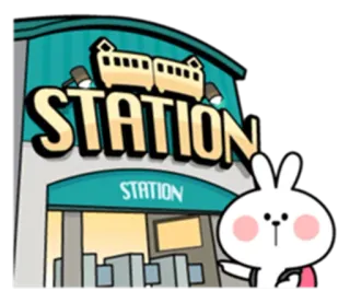 🚈 32552463 STATION estação, trem, ferrovia, coelho, desenho animado whatsapp sticker