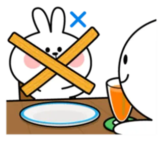 ❌ 7c78aa48 coelho, jantar, refeição, mesa, suco, riscado whatsapp sticker