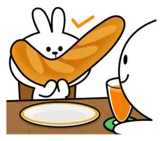 ✅ 9307f49b coelho, pão, suco, comida, mesa, desenho animado, jantar whatsapp sticker
