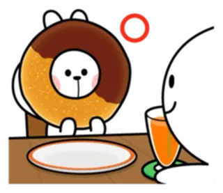 ⭕ 9af81eee donut, urso, animal, fofo, comida, café da manhã whatsapp sticker