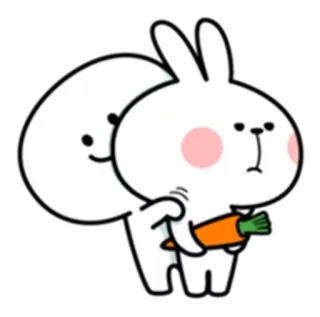 😔 0160f4ee konijn, wortel, schattig, grappig, cartoon, wit telegram sticker