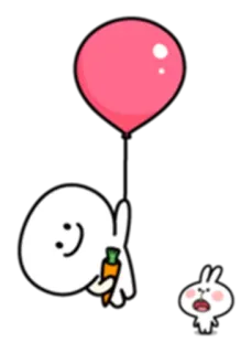🚀 19895077 Cartoon, Konijn, Ballon, Wortel, Schattig telegram sticker