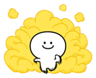 🏃 2aa253a6 Cartoon, Blij, Schattig, Wolk, Wit, Geel telegram sticker