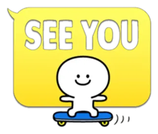 ✋ 30de65e8 SEE YOU tot ziens, sticker, personage, dag, afscheid, cartoon, tekstballon telegram sticker