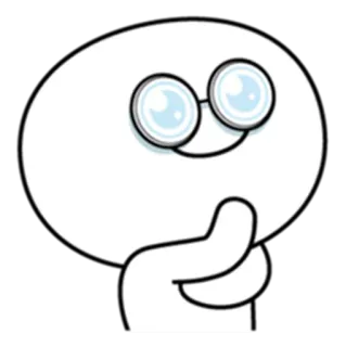 🤔 c9cb31db personage, bril, cartoon, wit, handgebaar telegram sticker