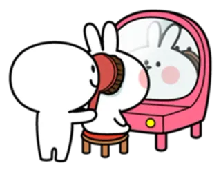 ☺️ cf22615f Cartoon, Konijn, Spiegel, Borstel, Verzorging, Personage, Schattig telegram sticker