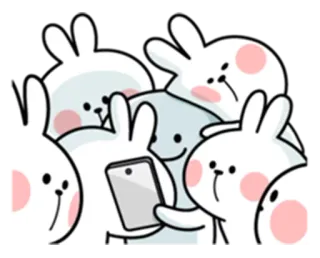 😍 45e0d6c7 coniglio, gruppo, cartone animato, smartphone, carino, animale, adesivo telegram sticker