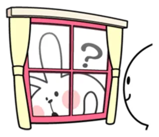 😕 8e61fd28 coniglio, finestra, punto interrogativo, carino, animale, cartone animato, adesivo telegram sticker