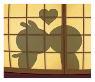 😘 b701edf2 silhouette, bacio, amore, cartone animato, coppia, finestra, cuore telegram sticker