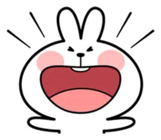 😆 869577a5 coniglio, arrabbiato, urlare, cartone animato, animale, bianco whatsapp sticker
