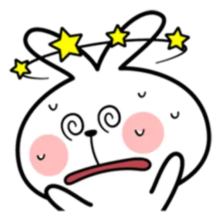 😵 d7ab6ff3 stordito, cartone animato, coniglio, stelle, malato, divertente whatsapp sticker