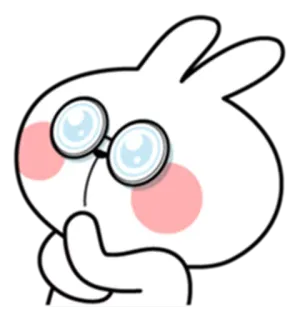 ☺️ 431f6ac3 lapin, lunettes, dessin animé, mignon, lapinou, blanc telegram sticker