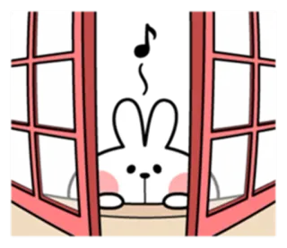 🎶 508dd8eb lapin, fenêtre, mignon, animal, dessin animé, lapinou telegram sticker