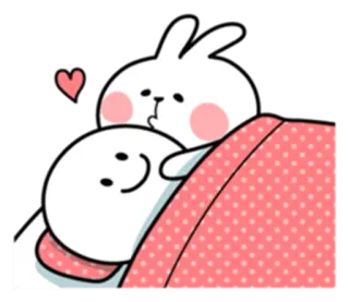 😴 6cd25ac1 lapin, mignon, dessin animé, amour, coeur, lapinou, câlin telegram sticker