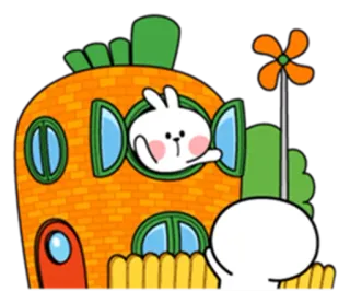 👻 89ecdebf lapin, dessin animé, maison carotte, mignon, animation telegram sticker