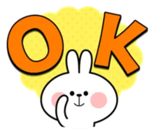 👌 239391d0 OK ok, coelho, coelhinho, desenho animado, fofo telegram sticker