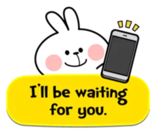 😃 50aa6919 I'll be waiting for you. coelho, esperando, fofo, mensagem, coelho telegram sticker
