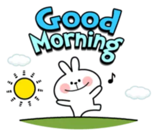 👋 7a65949d Good Morning saudação, manhã, sol, coelho, nuvens telegram sticker