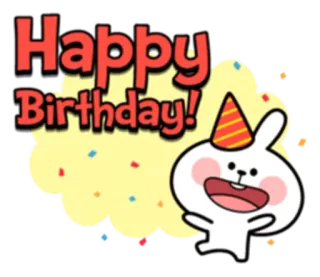 🎂 878f70b3 Happy Birthday! aniversário, celebração, fofo, coelho, festa telegram sticker