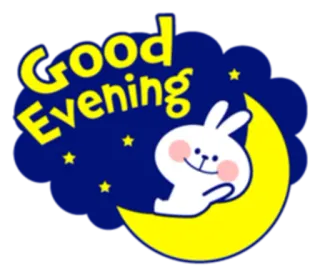 👋 896f0a77 Good Evening coelho, lua, noite, boa noite, fofo, estrelas telegram sticker