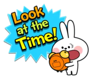 😒 c3132ec7 Look at the Time! coelho, animal, tempo, despertador, fofo telegram sticker
