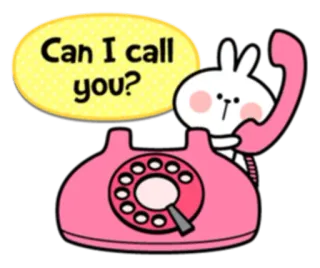 📱 ecaf94d3 Can I call you? coelho, telefone, ligação, desenho animado, fofo telegram sticker