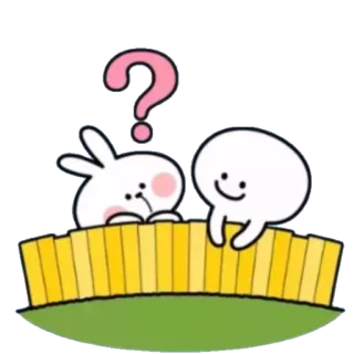 🤔 564dd7bb tanda tanya, penasaran, kelinci, pagar, imut, kawaii, karakter telegram sticker