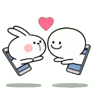 😘 b1a7595d cinta, imut, kelinci, hati, menggemaskan, pasangan telegram sticker