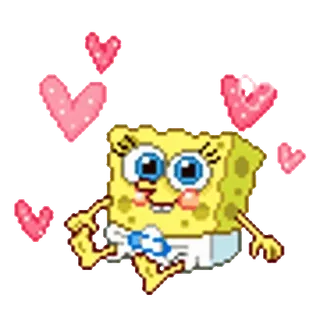 🎈 5236723b Spongebob Squarepants kreskówka, postać, spongebob, serca, uroczy telegram sticker