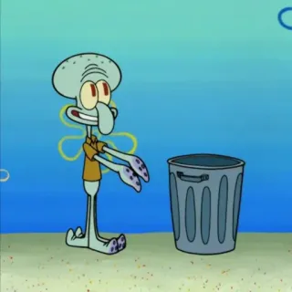 🚮 947eff1d Squidward Spongebob Squarepants squidward, spongebob, phim hoạt hình, nickelodeon, thùng rác telegram sticker