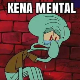 😱 eaa04427 Squidward KENA MENTAL Squidward, Spongebob, hoạt hình, khóc, buồn, Meme telegram sticker