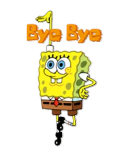 👋 38cc282d Spongebob Bye Bye สพันจ์บ็อบ, บ๊ายบาย, การ์ตูน, สีเหลือง, ลา telegram sticker