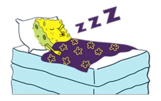😴 fae0768b Spongebob Squarepants ZZZ นอนหลับ, เหนื่อย, การ์ตูน, สพันจ์บ็อบ, zzz, เตียง telegram sticker