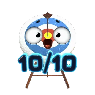 🔝 1eb2b561 10/10 Objetivo, Flecha, Diana, Puntuación, Perfecto, Dibujos animados, Calificación whatsapp sticker
