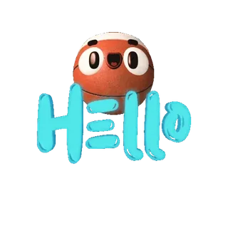 👋 68491f82 HELLO hola, saludo, dibujos animados, pelota whatsapp sticker