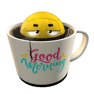 😴 e2c06fba Good Morning café, buenos días, emoji, taza, bebida, dormido whatsapp sticker