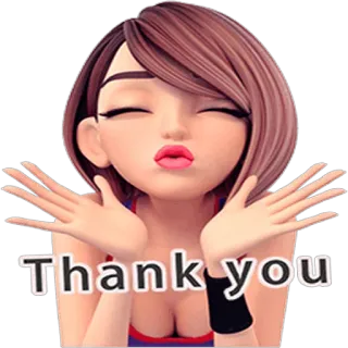 💋 11ce418d Thank you 谢谢, 问候, 女性, 卡通, 表情, 可爱 telegram sticker