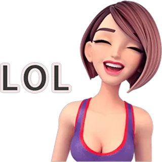 😄 239c6e93 LOL 女人, 笑, 卡通, 哈哈, 女孩, 快乐, 开心 telegram sticker