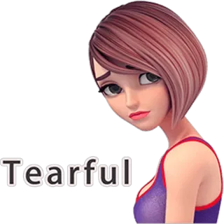 😢 39094b21 Tearful 伤心, 含泪, 哭泣, 女孩, 女人, 情绪化 telegram sticker