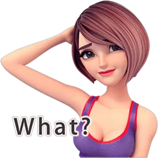 🙂 3af1b4a9 What? 困惑, 问题, 女人, 卡通, 思考 telegram sticker