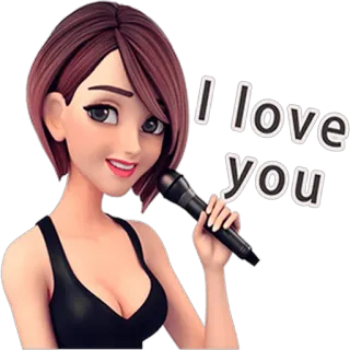 😃 4131f757 I love you 爱, 卡通, 麦克风, 浪漫 telegram sticker