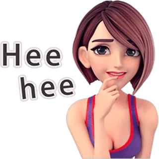 😀 54c33a11 Hee hee 女孩, 卡通, 嘻嘻, 女人, 坏笑 telegram sticker
