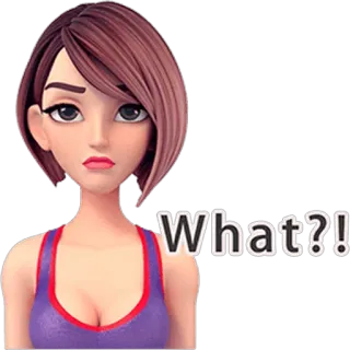 😐 59514866 What?! 女人, 问题, 表情, 困惑 telegram sticker